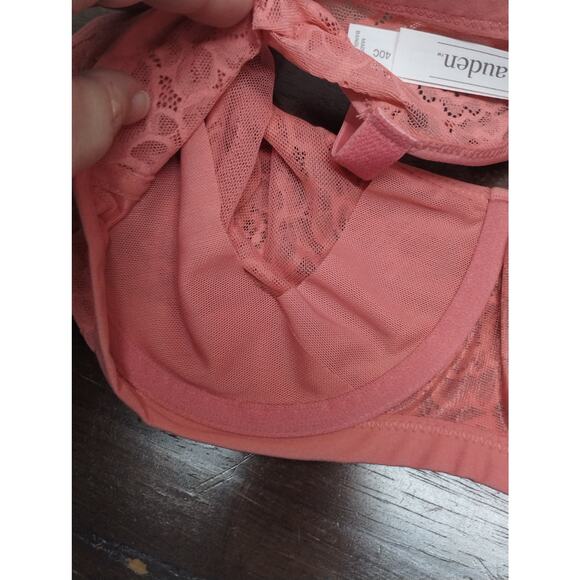 Auden NWOT Size 40C Pink Coral Lace Unlined Scoop Balconette Underwire Bra - Picture 5 of 8